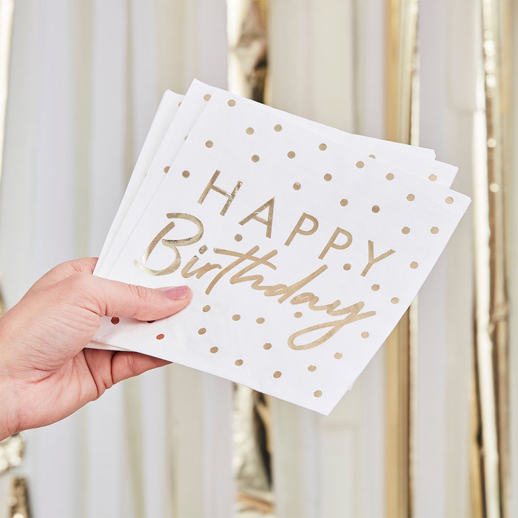 Servetter Happy Birthday Guld 20-pack main image 1
