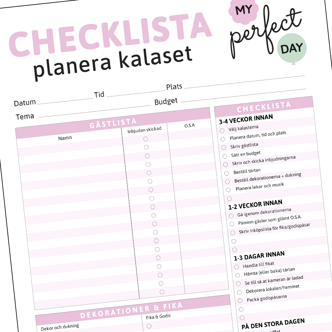 Checklista - Kalas